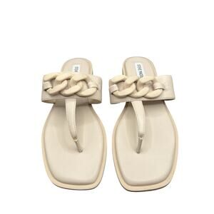Steve Madden ARTISTT Sandals Womens 8.5 Beige Chain Thong Slide